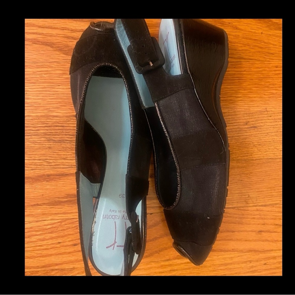 Thierry Rabotin Women’s Brand new Slingback Black Wedge Shoes Size 8.5